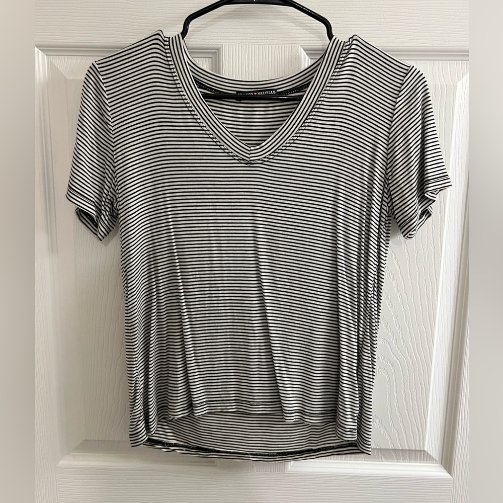 Brandy Melville Striped V Neck Crop Top
